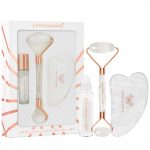 CRYSTALLOVE Clear Quartz Beauty Set - zestaw do masazu twarzy gua sha i roller z krysztalu gorskiego