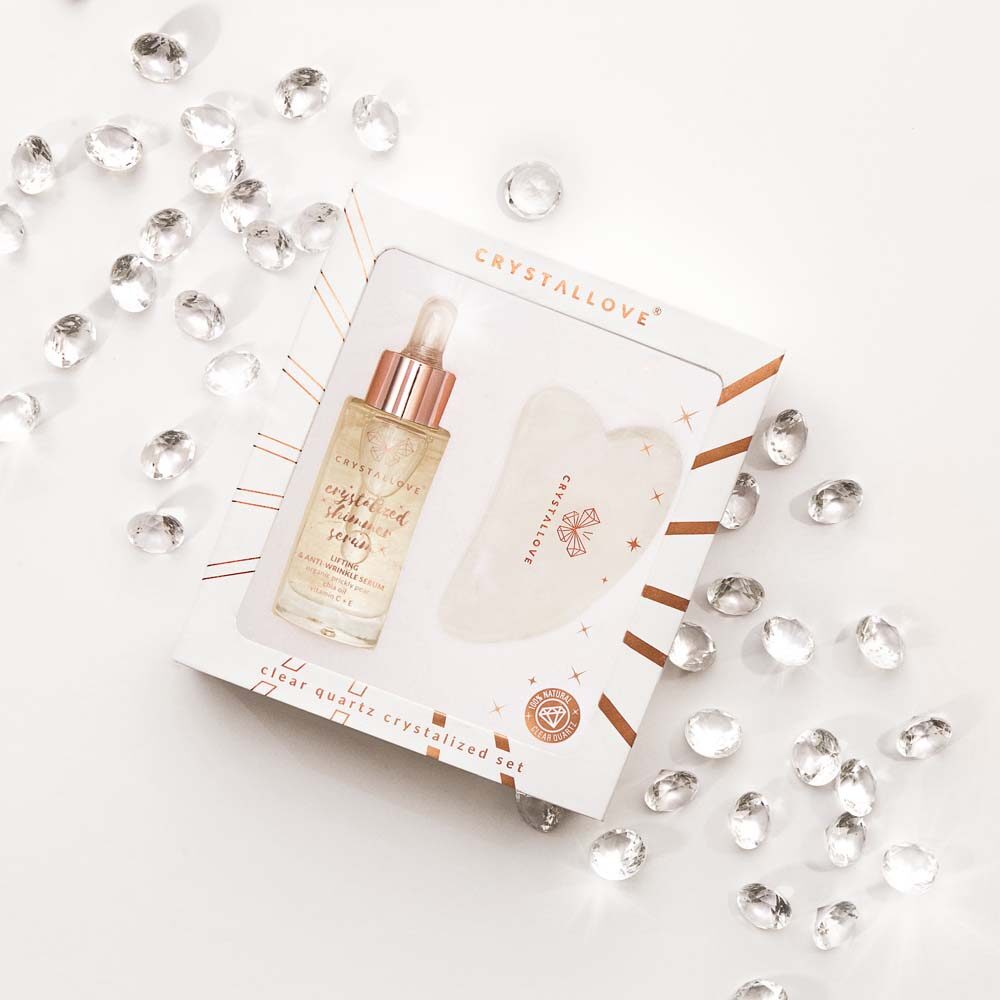 crystallove clear quartz crystalized set - zestaw do masażu twarzy z kryształem górskim