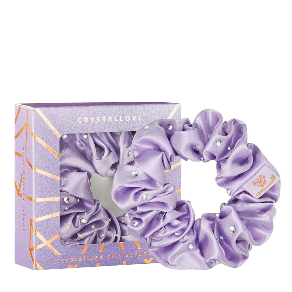 crystallove gumka do włosow z jedwabiu mulberry z kryształkami - lilac