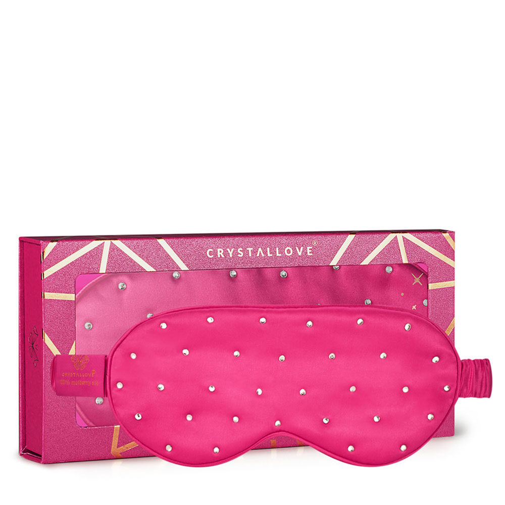 crystallove opaska na oczy z jedwabiu z kryształkami - hot pink