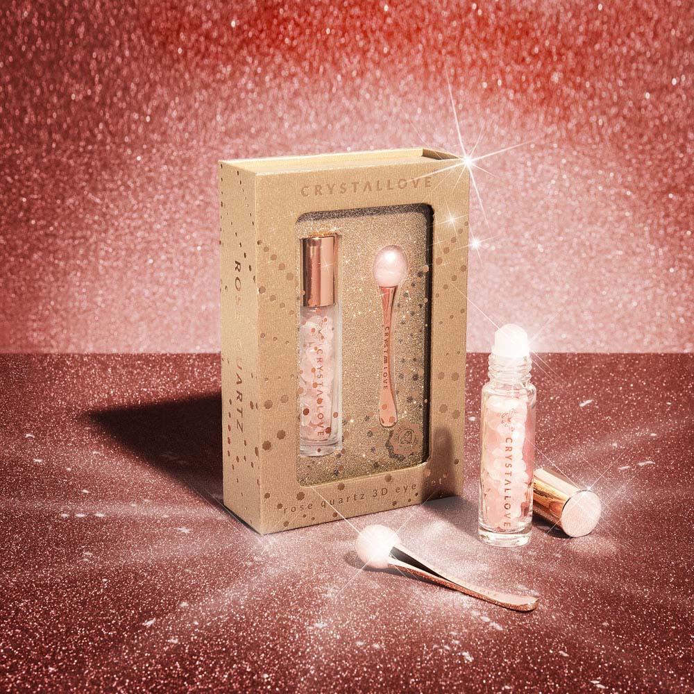 crystallove rose quartz 3D eye set - pomysł na prezent dla niej