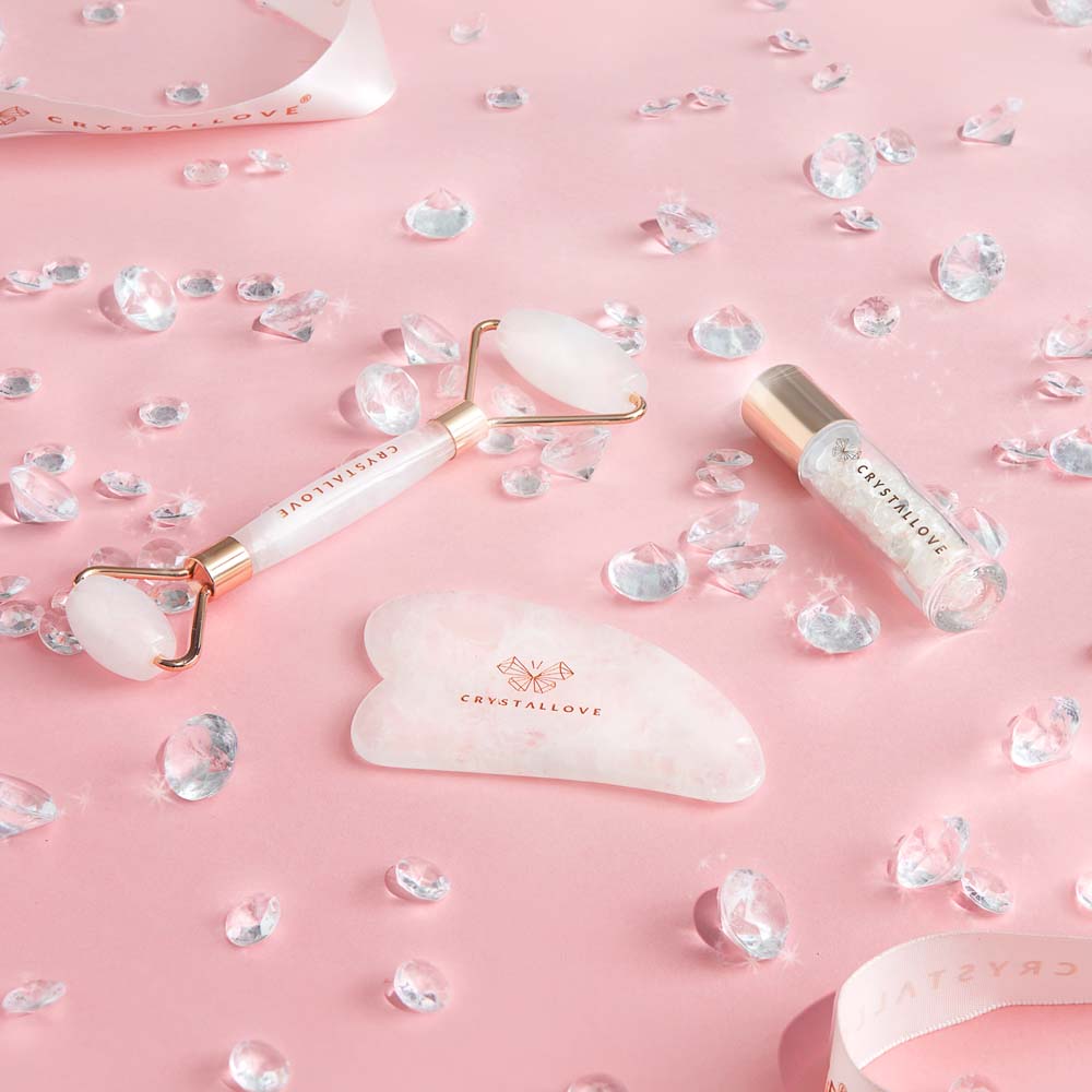 zestaw do masażu twarzy z krysztalu gorskiego CRYSTALLOVE Clear Quartz Beauty Set