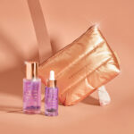 Amethyst Skincare Duo – serum i mgiełka do twarzy z ametystem oraz złota kosmetyczka CRYSTALLOVE
