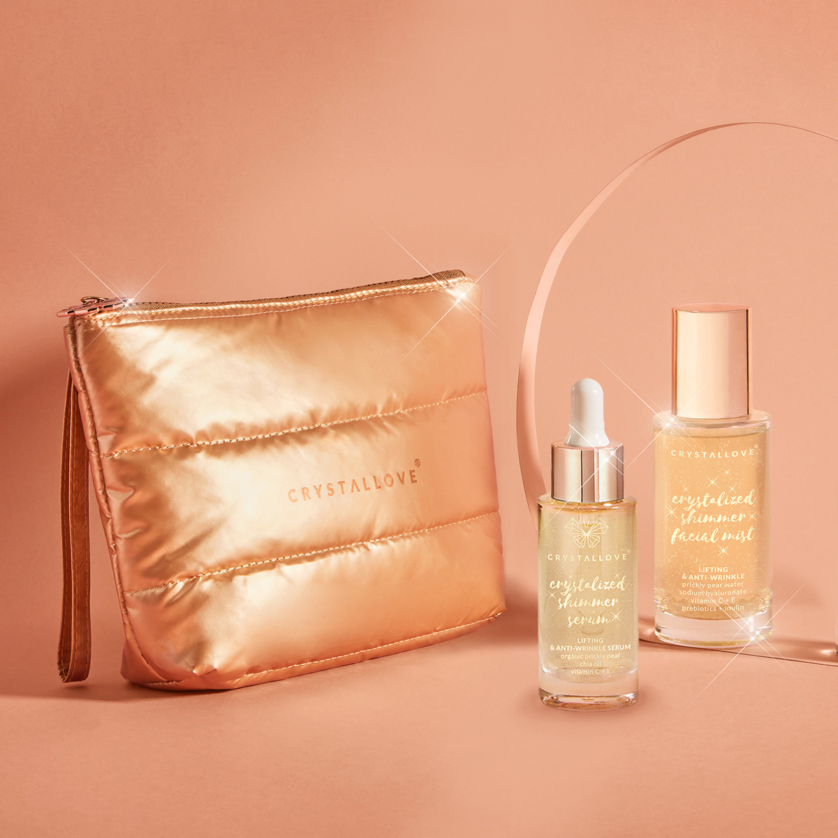 Clear Quartz Skincare Duo CRYSTALLOVE – serum i mgiełka do twarzy z kryształem górskim